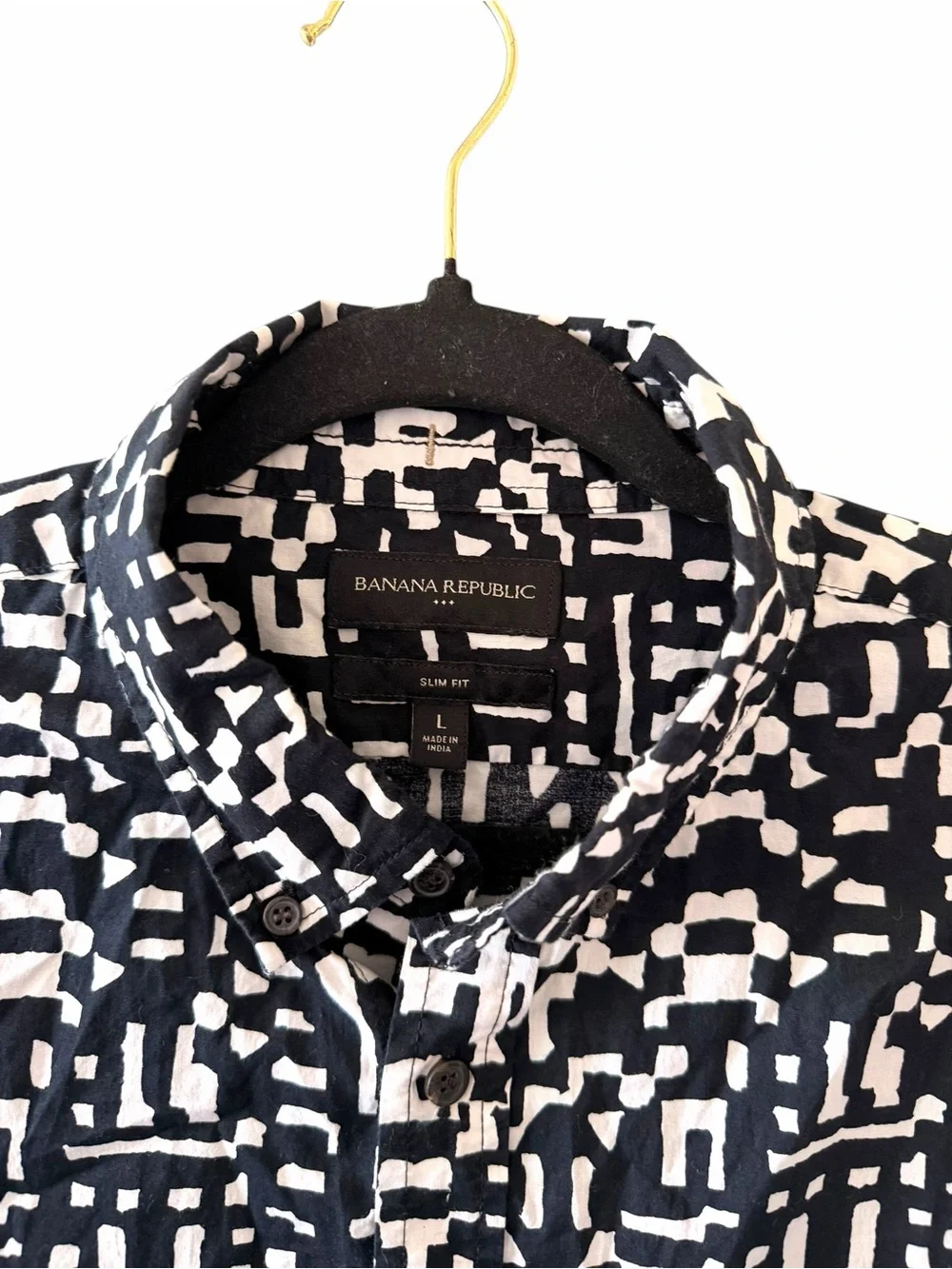 Banana Republic 100% cotton Black & White Short-Sleeve Button-Down Shirt
